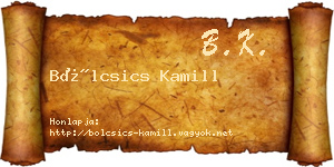 Bölcsics Kamill névjegykártya